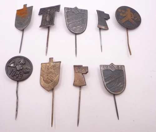 FINLAND / FINNISH COLLECTION OF 9 X WW2 PERIOD STICK PINS