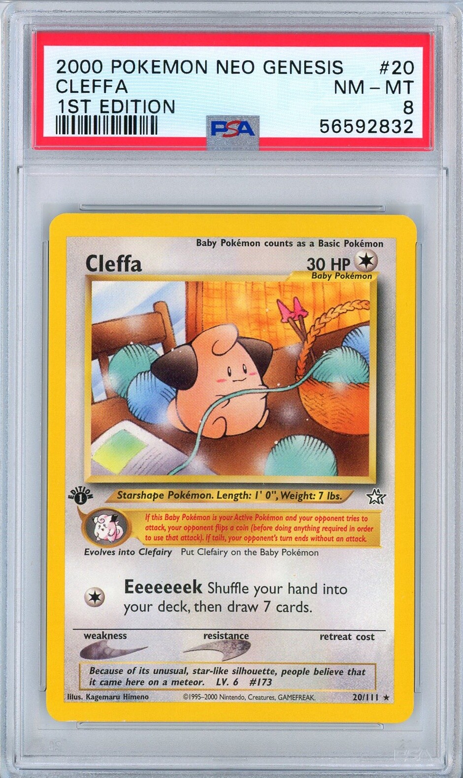 2000 Pokemon Neo Genesis 1st Edition Cleffa 20 PSA 8 NM-MT