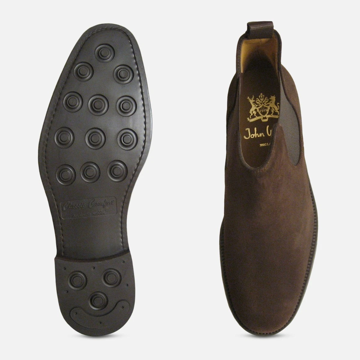 John White Shoes Chelsea R Boots in Brown Suede Leather Rubber