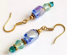 Beautiful Drop Dangle Earrings With Raw Brass Ear Hooks