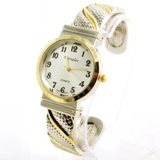 Silver  and Gold Tone, 2Tone, Cuff Watch with 12 numbers