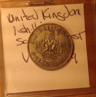 Old World .500 Silver Coin Lot Great Britain 1943 George VI Shilling VF KM#854
