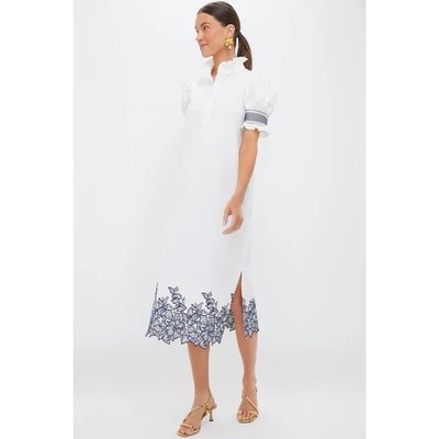 HYACINTH HOUSE Navy Embroidery Eliza Midi Dress Size M NWT