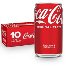 Coca-Cola Fridge Pack Soda Soft Drinks, 7.5 fl oz Cans, 10 Pack - Mini Soda Cans
