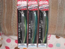 (LOT OF 3) YO-ZURI BLUE/GREEN HYDRO MINNOW LC LONG CAST-FLOATING 6in / 1-1/4oz.