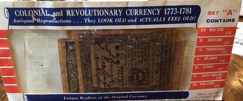 VINTAGE COLONIAL/REVOLUTIONARY CURRENCY 1773/1781 SET “A” REPLICAS COMPLETE ORIG
