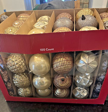 Holiday 100-Count Shatterproof Christmas Ornaments   Gold/Silver Mix   NIB  