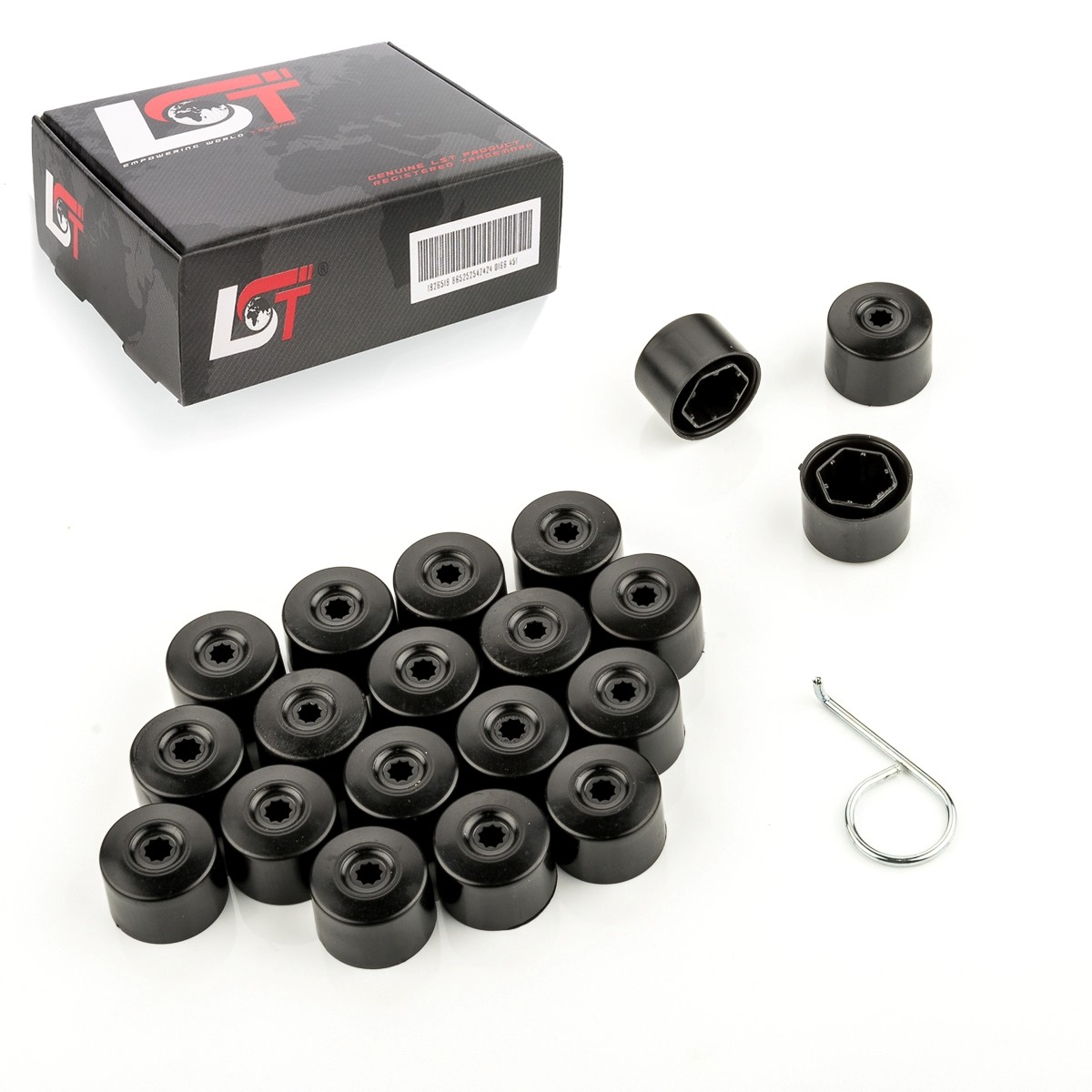 20x Rims Wheel Bolt Shrouds Hexagon 0 21/32in, Black Matte for