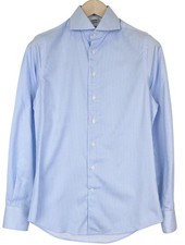 SUITSUPPLY Traveller Men's Formal Shirt 36/14 Extra Slim Blue Cotton Striped 