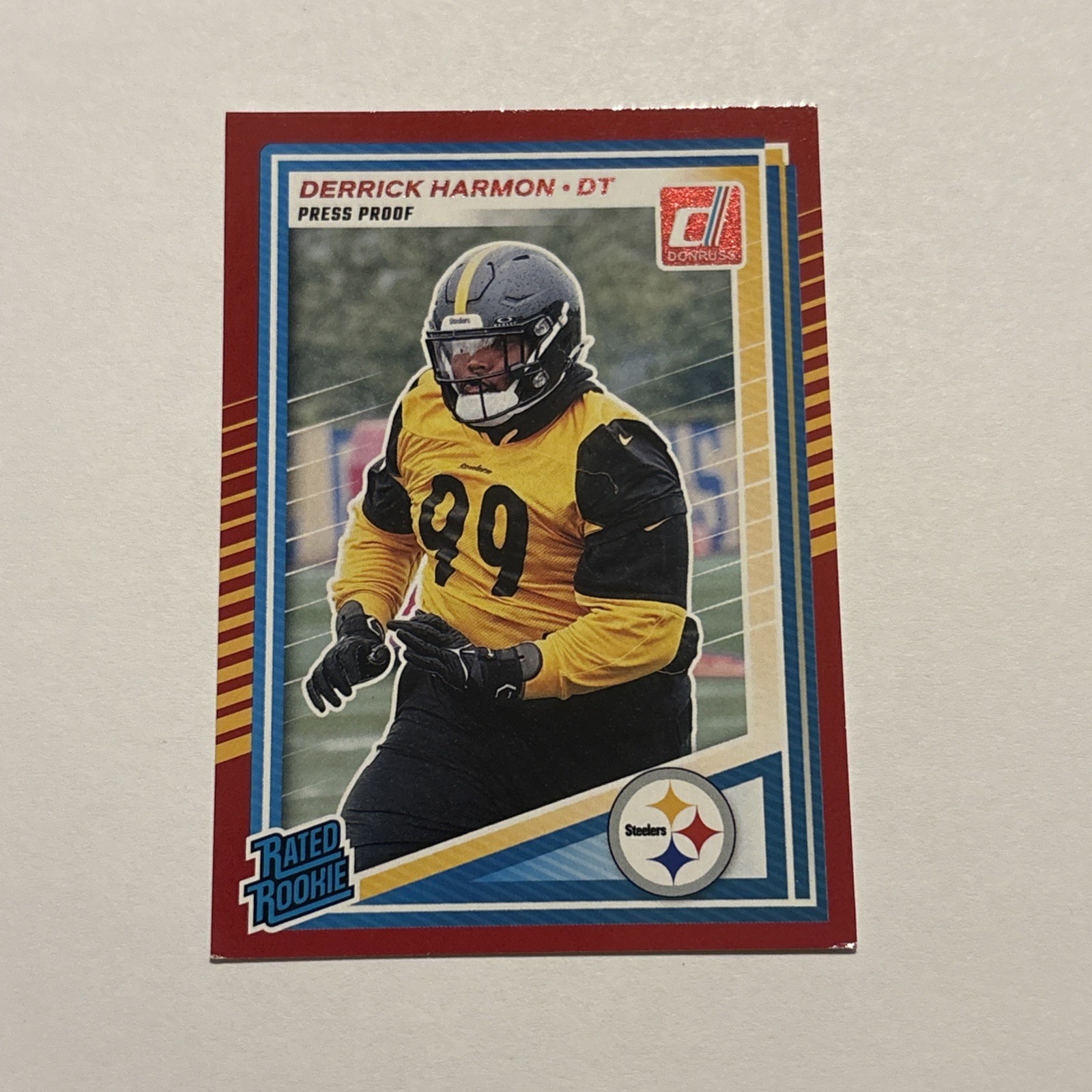 Derrick Harmon 2025 Donruss Press Proof Red Parallel Rookie #391 Steelers 