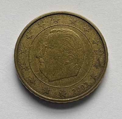 Belgium 50 Euro Cents 2002 KM#229 Nordic Gold Albert II Euro Cent Coin