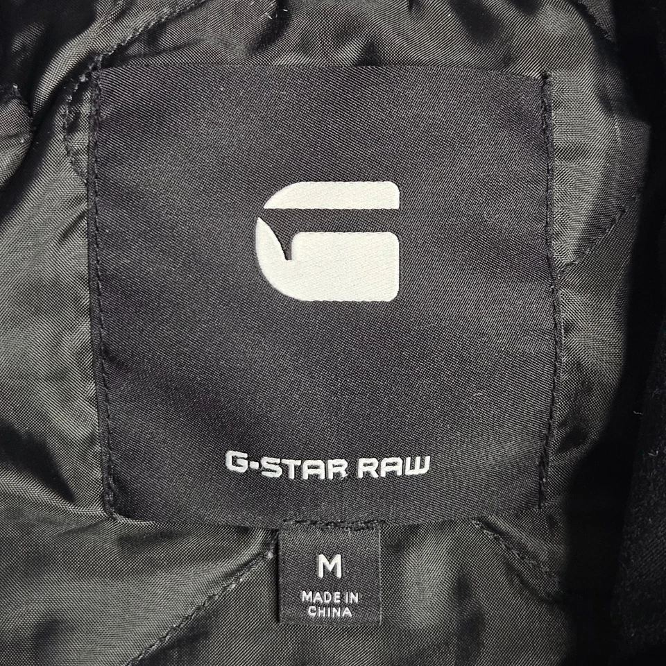 G-Star Raw Jacket Mens Medium Black Full Zip Pockets Quilted Lining Utility - Image 3 of 4