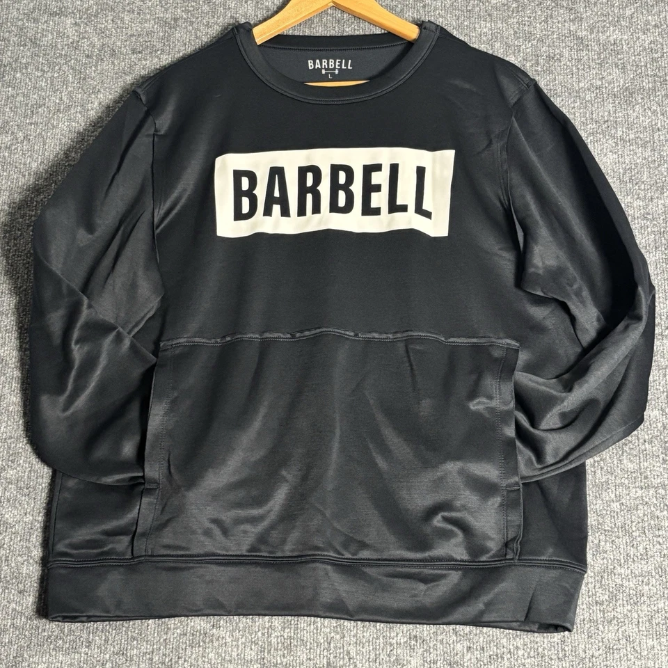 杠铃服装连帽衫男式 L 黑色性能运动运动衫健身房拼色 — 第 2/4 张图片