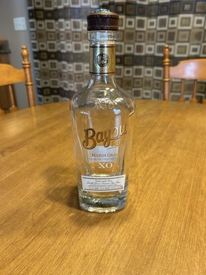 Bayou Mardi Gras XO Single Batch Empty Rum/Liquor Bottle Cool Glass Detail Cork