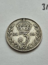 1920 King George V Silver Threepence Three Pence 3d 3p Coin Excellent Example 
