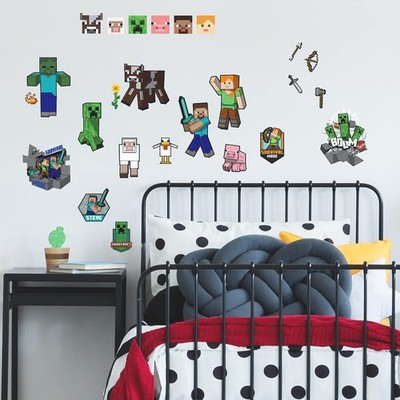 Minecraft Stickers Wall Decals Peel and Stick Removable for Smooth Surfaces