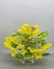VTG Venetian Murano Style Art Glass Floral Candle Holder 4 Candles Leaves MCM