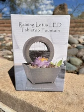 Raining Lotus LED Tabletop Water Fountain Brand New In Box