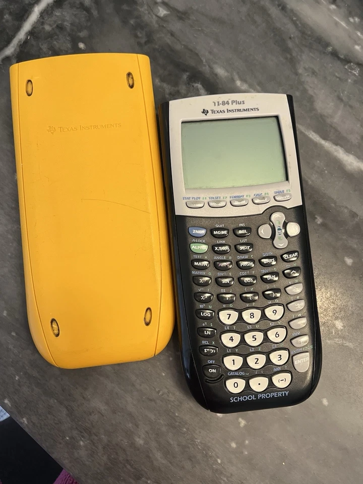 TI 84 Plus Texas Instruments Graphing Calculator Yellow Cover TESTED - Image 2 of 4
