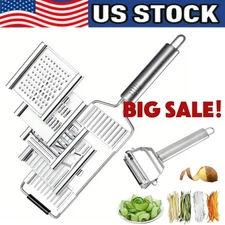 Multi-Purpose Vegetable Slicer,Stainless Steel Shredder Cutter Grater 4 in1/One
