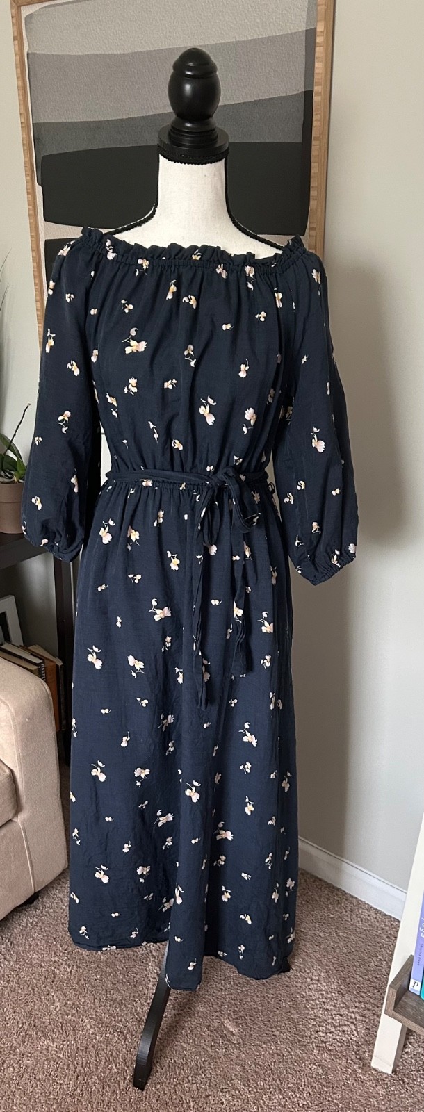 Maxi vestido para mujer Outerknown - azul con estampado floral - talla mediana