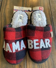 Mama Bear Dearfoams Buffalo Check Slide Slippers Women  s M 7-8