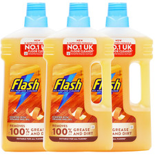 3 x Flash Liquid All Purpose Cleaner Wood Orange 1L Bottles Multipack UK 4.16 per litre