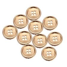 10pcs Metal Sewing Button, 23mm 4 Holes Round Buttons for Clothes, Gold