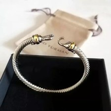 David Yurman 5mm Cable Flex 925 Sterling Silver Buckle Bracelet Large