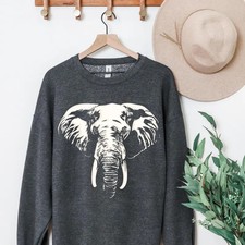 Elephant Sweatshirt Wildlife Animal Graphic Safari Jungle Lover Gift
