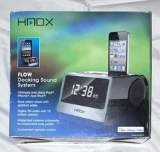 HMDX HX-B312 Audio Flow Docking Sound System Alarm Clock  Black New In Box