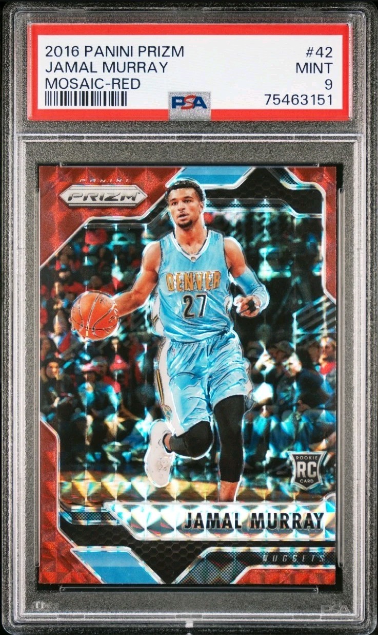 2016 Panini Prizm #42 Jamal Murray Mosaic Red Rookie Card PSA Mint 9