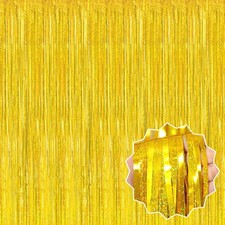 3-Pack Gold Foil Fringe Curtains Backdrop 3.28x8.2 Ft Metallic Streamers