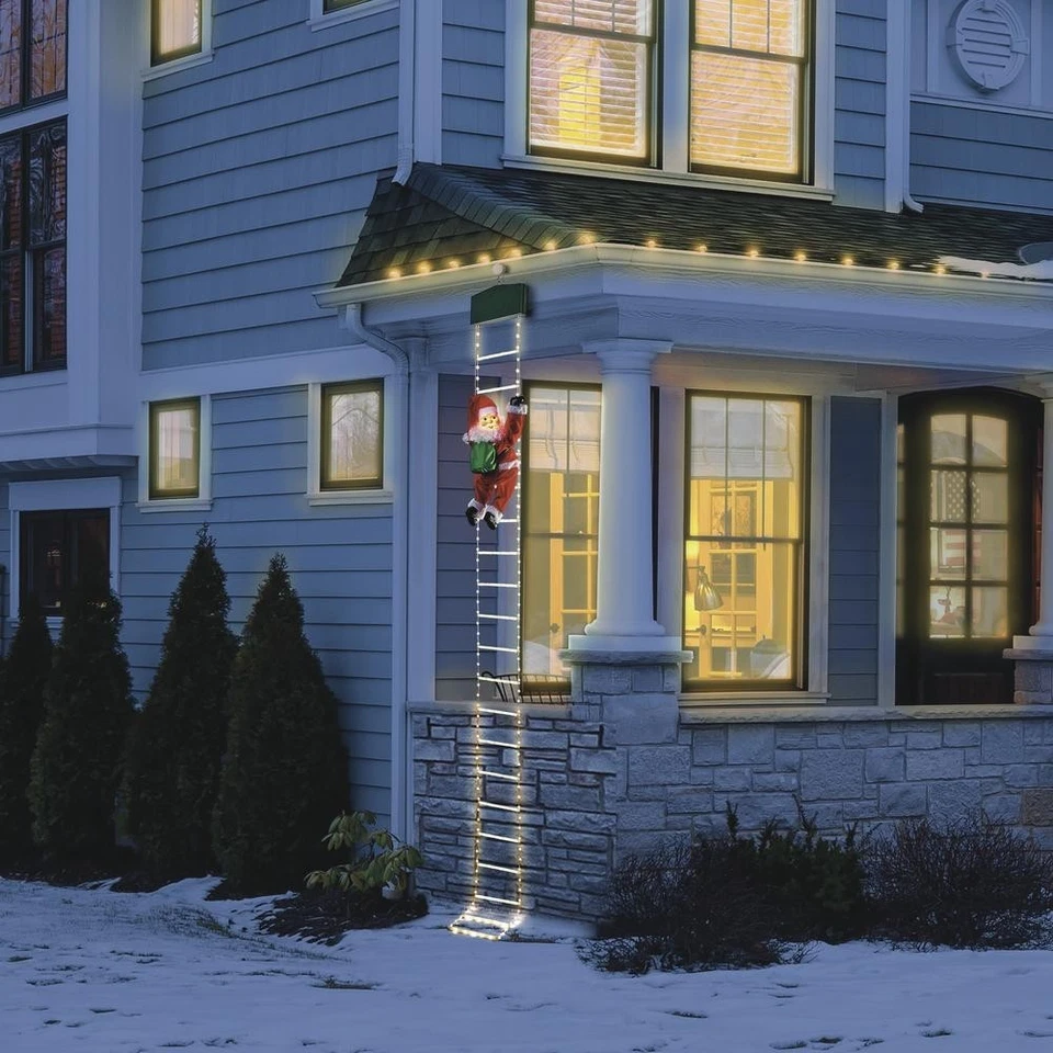 Escalera animada de 10' para escalar Papá Noel con sonido decoración navideña de patio al aire libre Foto 2 de 4