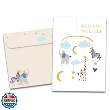 Tree-Free Greetings - New Baby Boy Greeting Card - Artful Designs - 1 Card + 