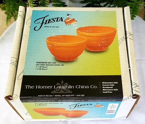Fiestaware Prep Baking Bowl Set 2pc Retired Tangerine New In Box Fiesta