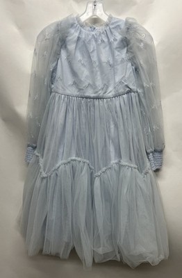 Petite Amalie Ice Blue Tulle Gown Flocked Dress Youth Girls 12 NWT