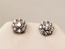 JUDITH RIPKA DIAMONIQUE  STERLING BEAUTIFUL LEAVER BACK EARRINGS