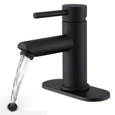 Bathroom Sink Faucet Matte Black, Single Handle Stainless Steel Deck Mount, 1...