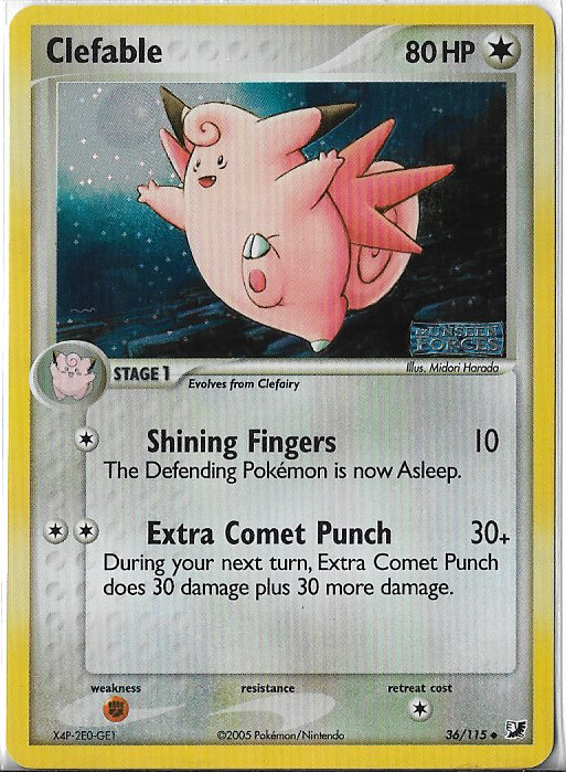 Clefable - Unseen Forces (UF) # 36/115 Uncommon Reverse Holofoil - LP - Pokemon