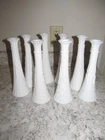 Anchor Hocking Stars & Bars White Milk Glass Bud Vases 9″ Wedding Decor (8) VTG