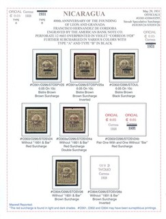 NICARAGUA BYERLEY Specialized Album Page Lot #84 1931 LEON GRANADA VARIETIES