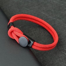 NEW Men's Double Layer Rope Bracelet 4mm Nylon Cord Lucky Red Thread Gift