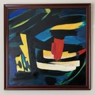 Large Abstract Oil Painting, Lyrical Abstraction Style, Framed 28”x28.5”