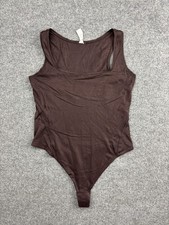 Lululemon Bodysuit Womens Large Brown Scoop Neck Thong Snap Closure Stretch Tank