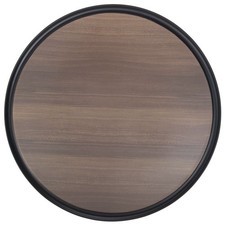 HUBERT Round Faux Dark Wood Melamine Tray with Black Border - 14"D