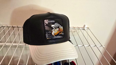 Goorin Bros Black/White Trucker Hat Mamba Adjustable Leather
