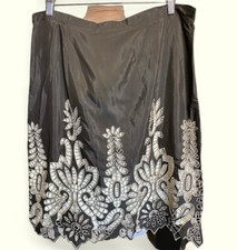 Alberto Makali Women  s Brown Embroidered Lined Skirt sz 14