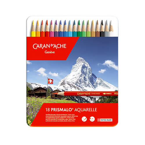 B&Q - Caran D'ache Prismalo Aquarelle 18 Water-Soluble Colour PencilsProfessional Artist Set In Metal Tin - Image 2