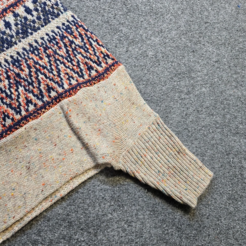 Sleeping On Snow Sweater Women Size Large Tan Wool Fair Isle Poncho Capelet Cape - Image 3 of 4